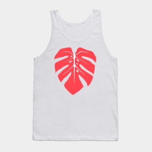 Coral Pink Monstera Leaf Tank Top